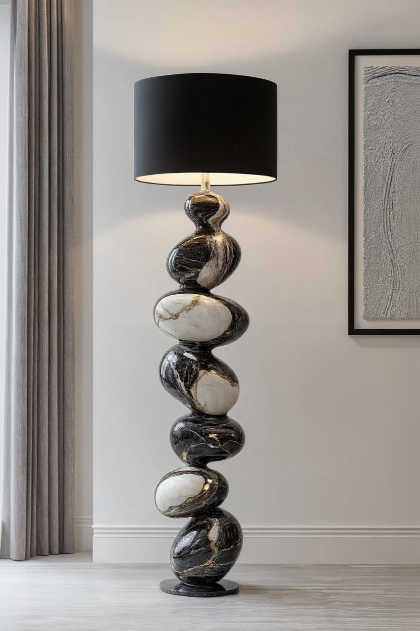 Panda Black-White Marble Lamp