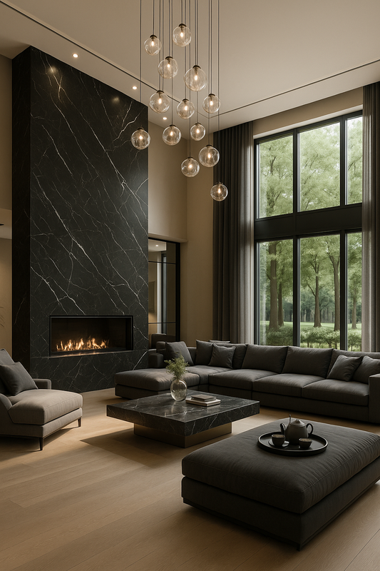 Nero Marquina Marble Fireplace Cladding