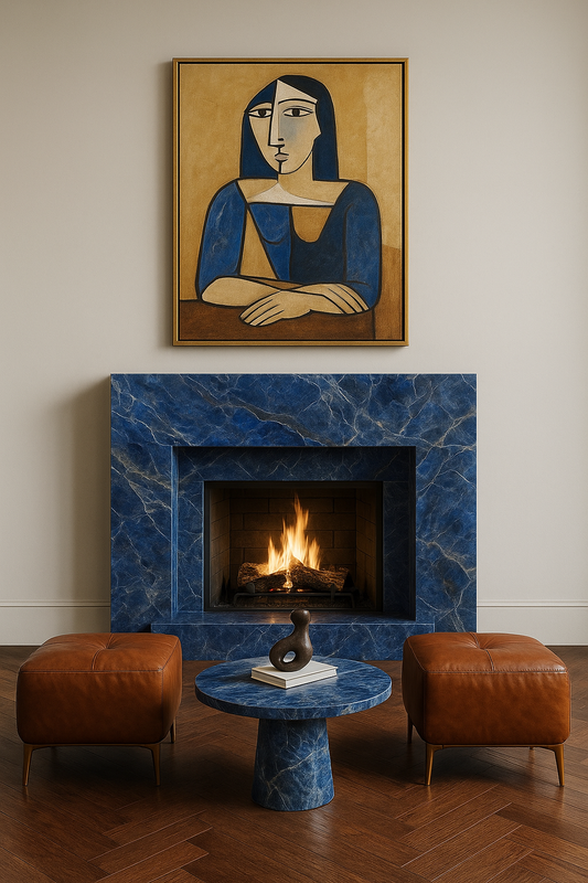 Azul Macaubas Quartzite Fireplace