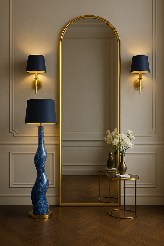 Navy Drama Marble & Lamp Design