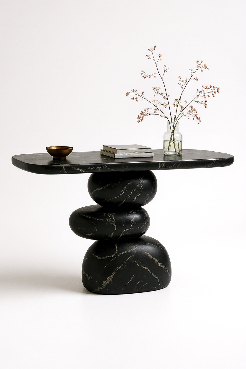 Nero Marquina Marble Console
