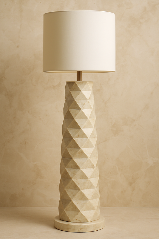 Crema Marfil Marble Faceted Floor Lamp
