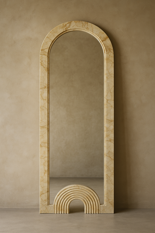 Antique Beige Marble Arch Mirror