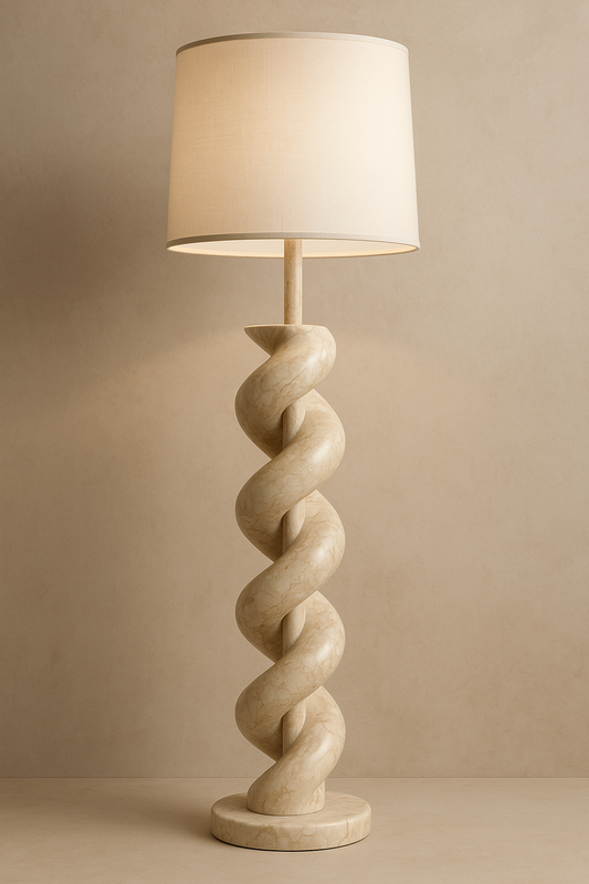 Crema Marfil Marble Spiral Floor Lamp