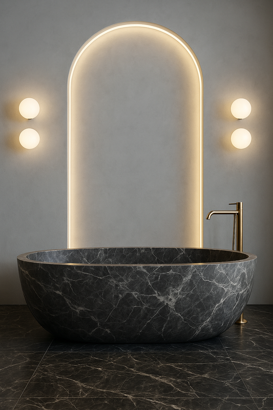 Nero Marquina Marble Bathtub Design