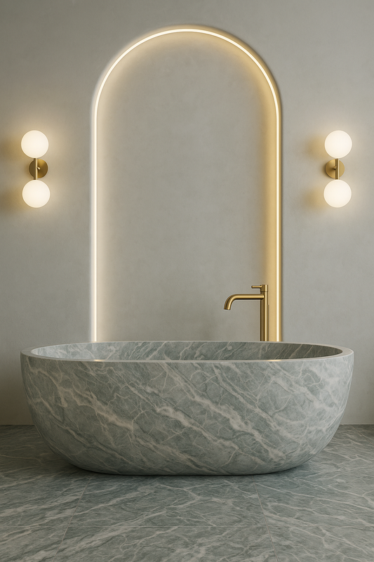 Bardiglio Light Marble Bathtub Design