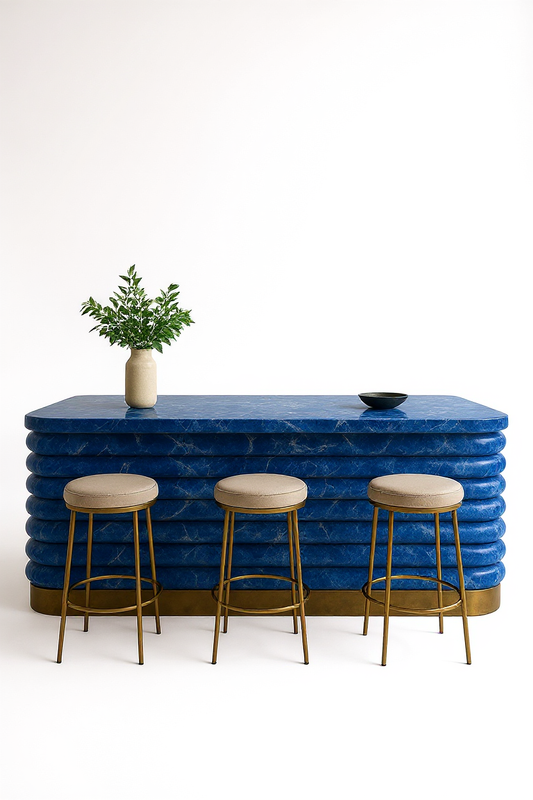 Blue Drama Marble Kitchen Island