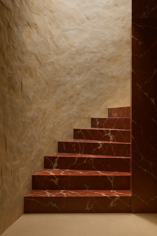 Rojo Alicante Marble Staircase