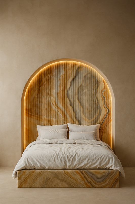 Mocha Onyx Marble Bedhead Design