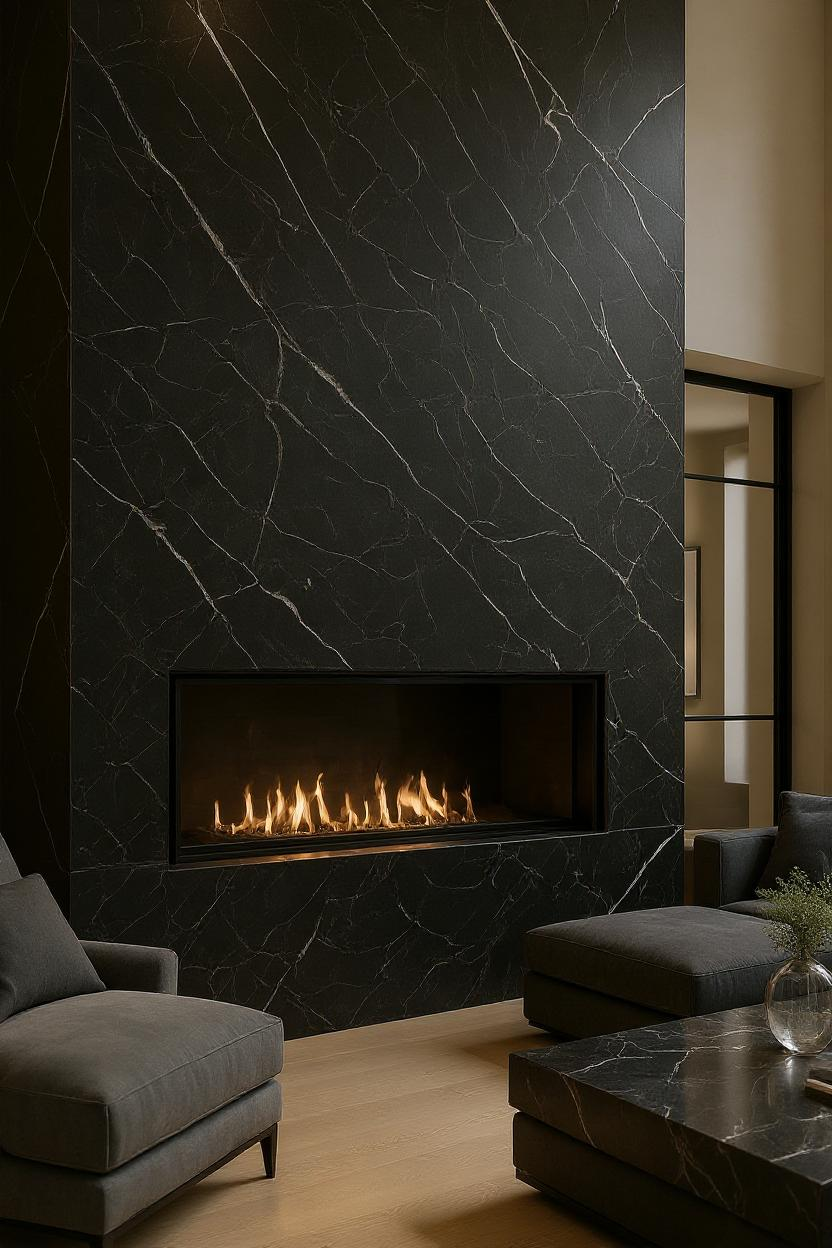 Nero Marquina Marble Fireplace Cladding