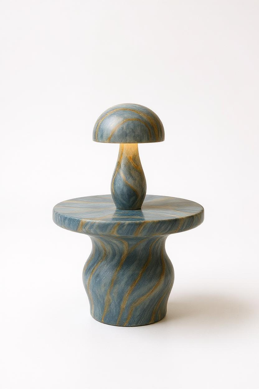 Fantasy Blue Marble Side Table