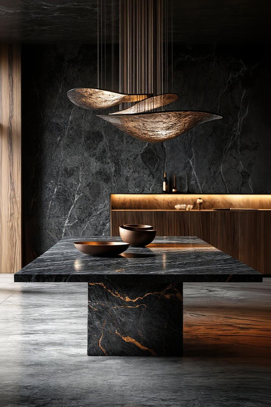 Golden Portoro Marble Dining Table