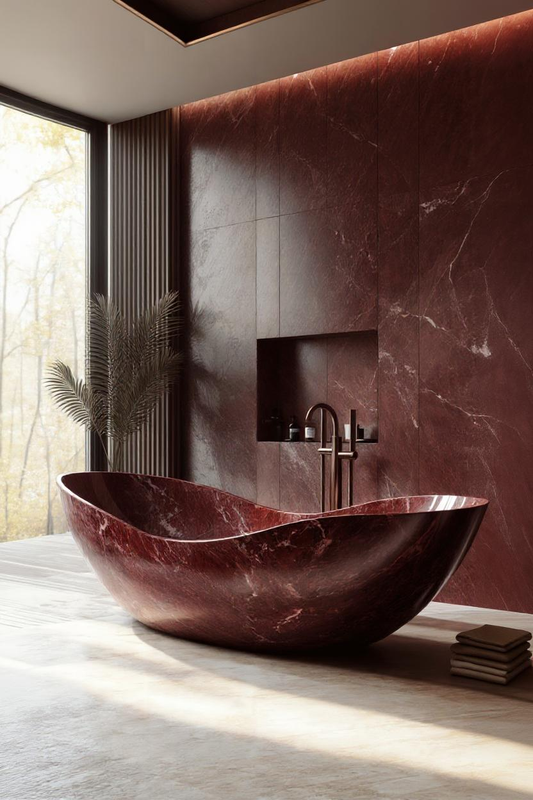 Rosso Levanto Marble Bathtub