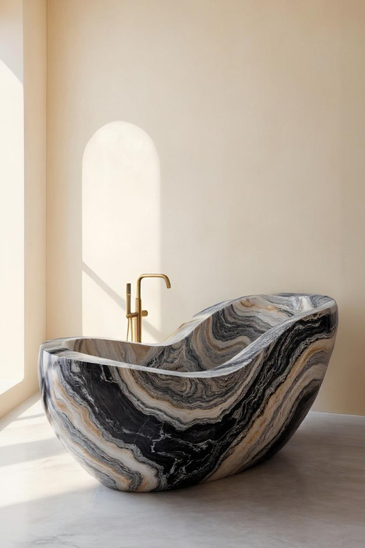 Silver Portoro Marble Bathtub