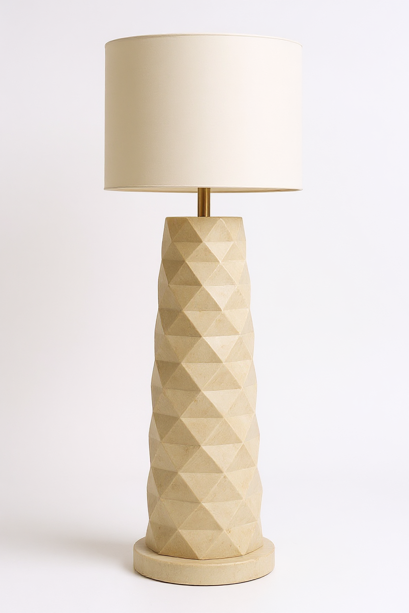 Crema Marfil Marble Faceted Floor Lamp