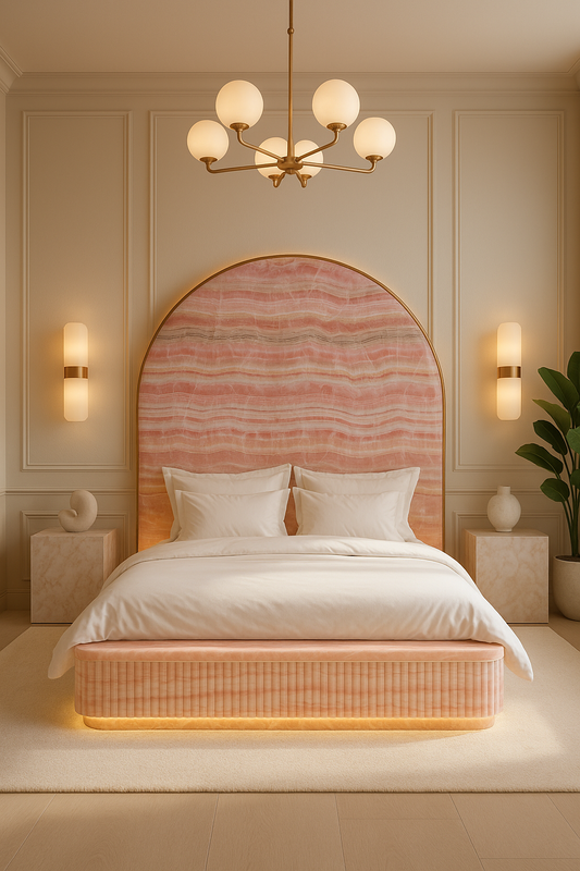 Pink Blossom Vein Marble Headboard