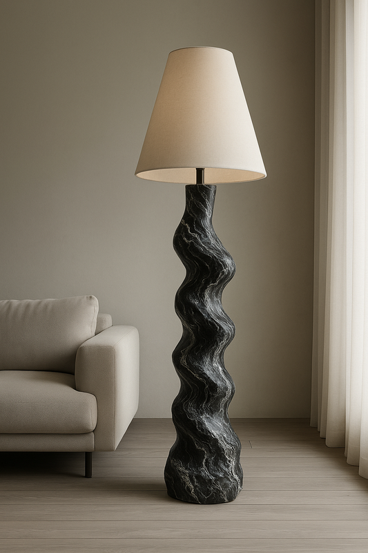 Nero Marquina Marble Floor Lamp