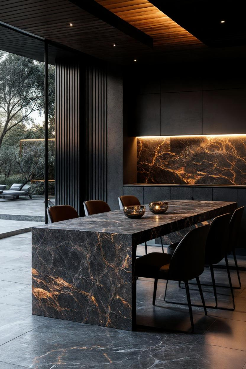 Nero Portoro Monolithic Dining Table