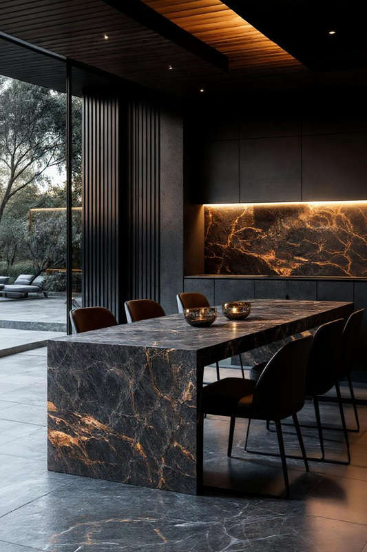 Nero Portoro Monolithic Dining Table