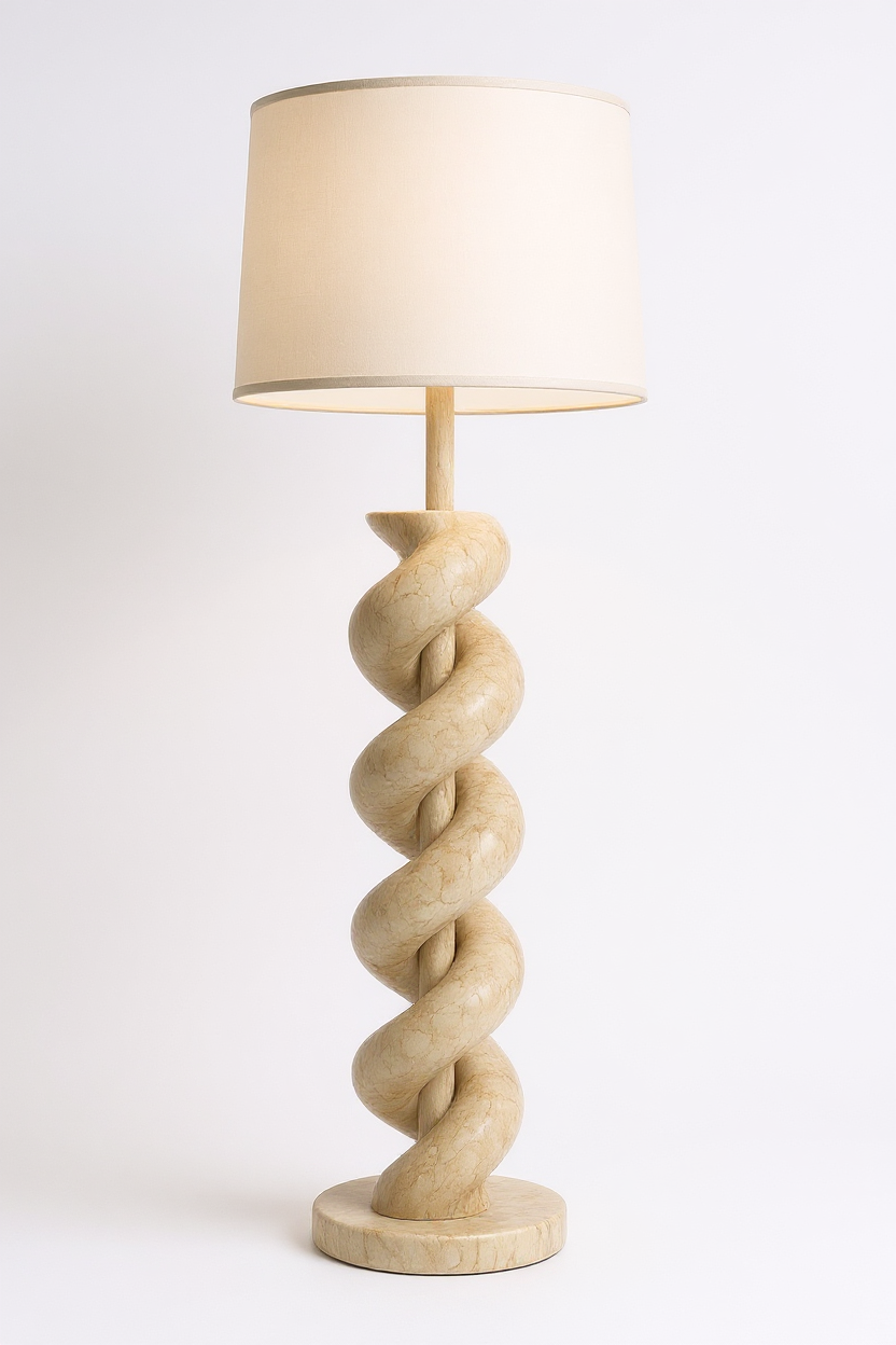 Crema Marfil Marble Spiral Floor Lamp
